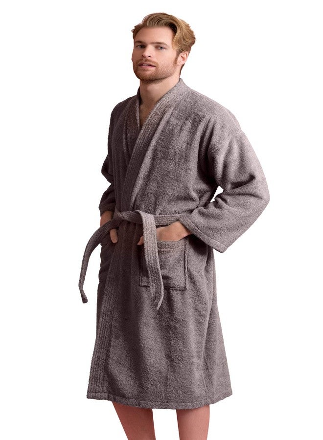 Soft Touch Linen - Turkish Terry Kimono Style Bathrobe - 100% Pure Turkish Cotton - Made in Turkey (Grey, XX-Large) - Image 2